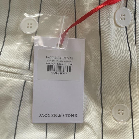 JAGGER & STONE EVANGELISTA PINSTRIPE MINI SKIRT WHITE SIZE 8/ US 4 - Picture 4 of 4
